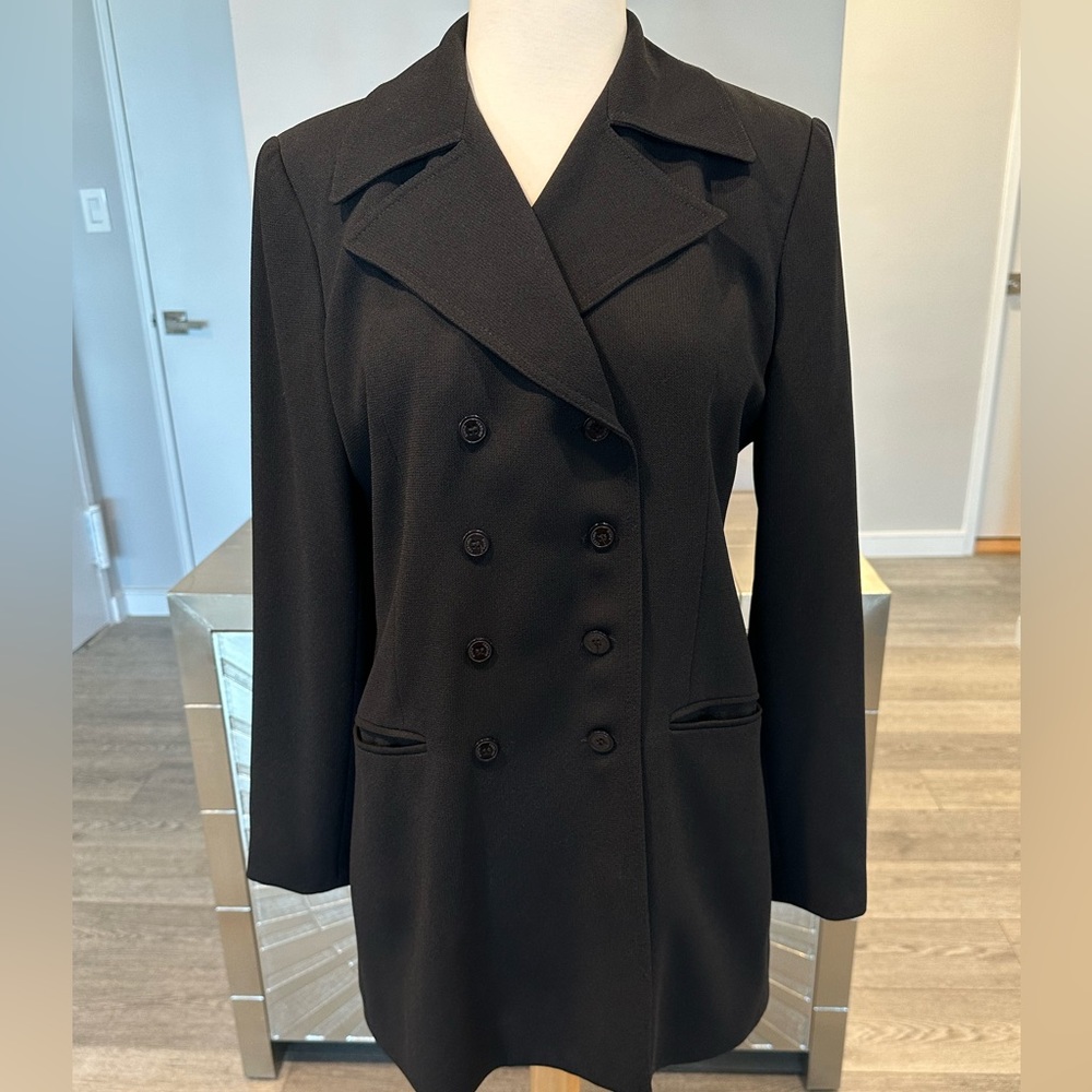 Vertigo Paris Black Double Breasted Fitted Pea Coat Jacket